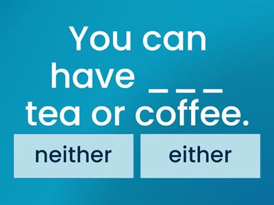 Either and Neither - Communication Quiz