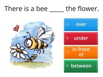 on/ next to/ in front of/ between/ over/ under