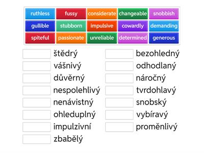 Adjectives from Zodiac signs