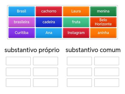 substantivos próprios e comuns