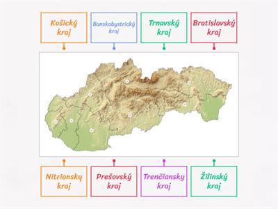 Kraje Slovenska - mapa