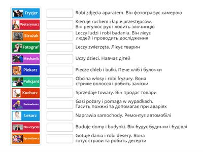  Zawody - co robią w pracy ( z tłumaczeniem na język ukraiński)