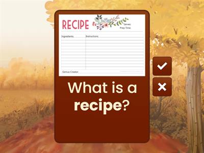 Following a recipe: Ingredient flashcards