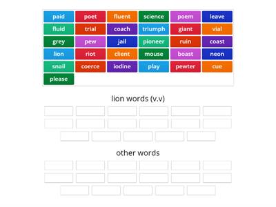 v.v syllable division pattern (lion)