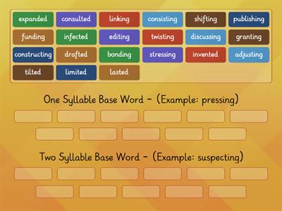 Words with Suffixes - Wilson 3.5 Sort