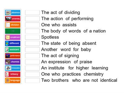 Misc. Suffixes (_ize, _aze, _ate, _age, _ance, _ence...)