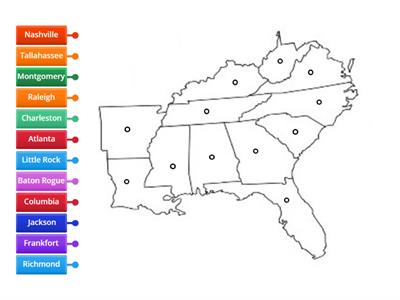 Southeast Region Capitals Map
