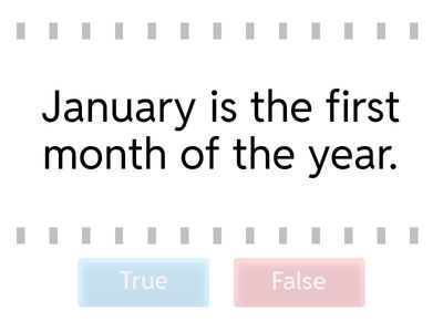 Page 74A True or False Month Facts Quiz