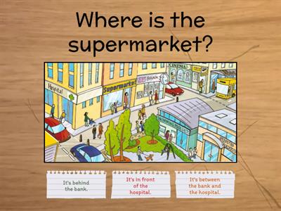 next to/between/ behind/in front of