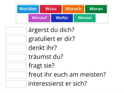 Pronominaladverbien (Fragen)