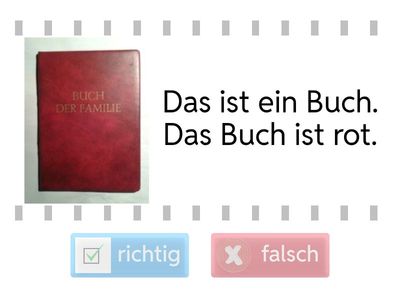 Schulsachen/Farben (Richtig/Falsch)