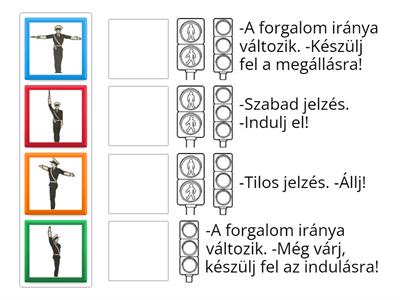 Rendőri karjelzések, forgalomirányító jelzőlámpák (nyomtatható színező)