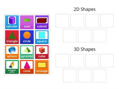  2D and 3D Shapes sort