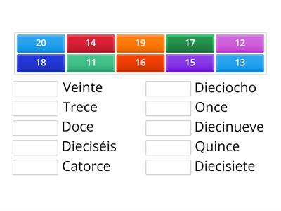Números del 11 al 20