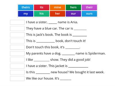 Possessive adjectives and possessive pronouns