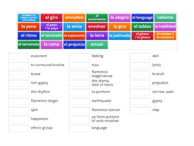 Yr 12 El Patrimonio musical vocab match up