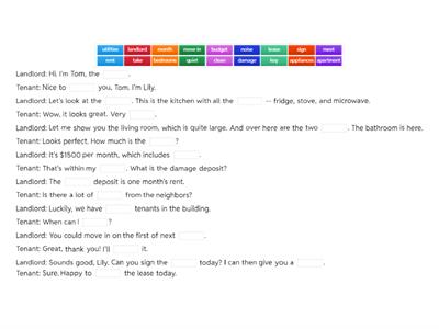 Renting an apartment: Gap fill