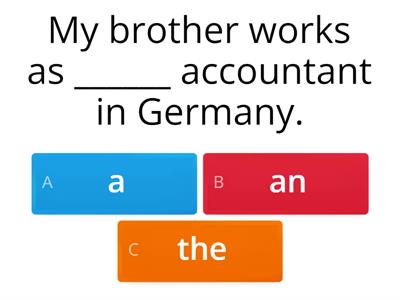 Articles ( a , an ,the )