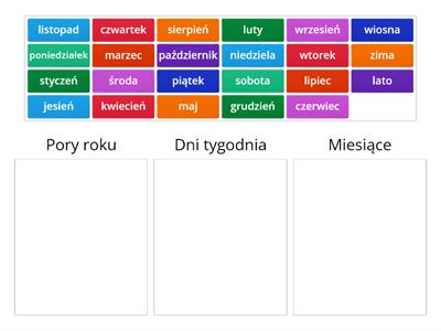 Pory roku, dni tygodnia, czy miesiące