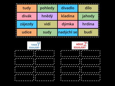 TVRDÉ A MĚKKÉ SOUHLÁSKY: třídění slov - dy, dý / di, dí