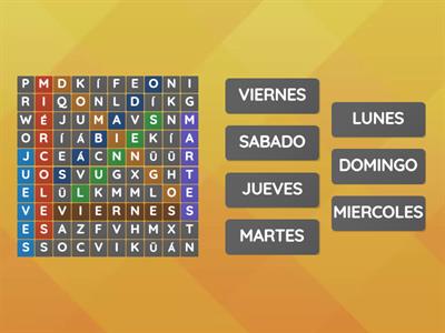 Sopa de letras DÍAS DE LA SEMANA