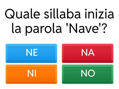 Quiz sulle Sillabe per Studenti di Prima Elementare
