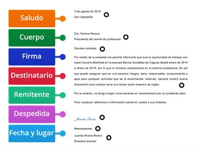 Identifica las Partes de la Carta Formal