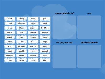 long /o/ word sort