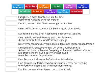 Wortschatz Arbeit C1 Aspekte