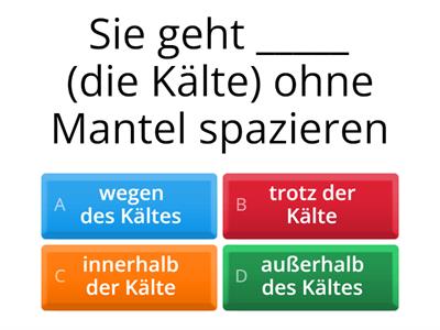 Wiederholung von Themen (Genetiv, um...zu, Passiv, Verben mit Präpositionen, Plusquamperfekt, Relativ Sätze, wenn/als)