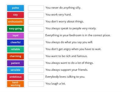 Personality adjectives