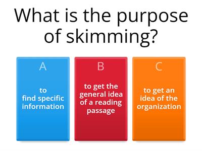 Skimming-Comprehension Quiz
