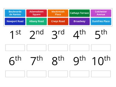 ESOL E3 Alphabetical Order 5 Streets