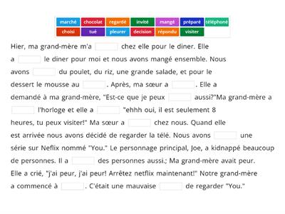 Text Une histoire au passe compose avec avoir 