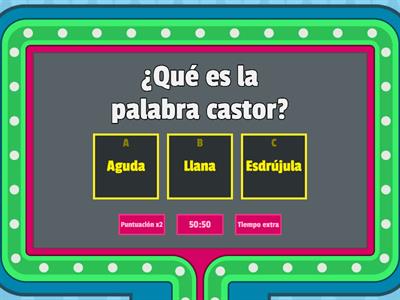 Palabras agudas, llanas y esdrújulas 4º EP