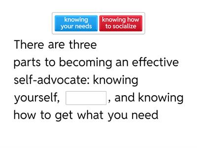 Self Advocacy Questionnaire