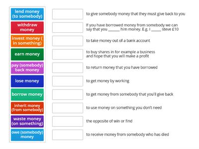 "Money" verbs