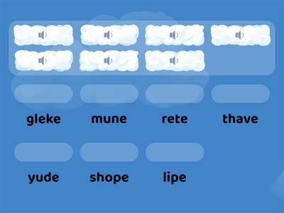 VCe (Vowel Consonant "e") nonsense words - match to correct spelling #2 (Match up)