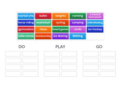 Do, go, or play? Classify the activities