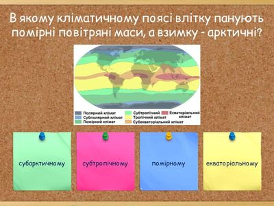 Кліматичні пояси і типи клімату Землі