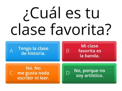 Preguntas y respuestas: el horario escolar / la escuela 