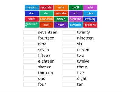 German Numbers 1-20