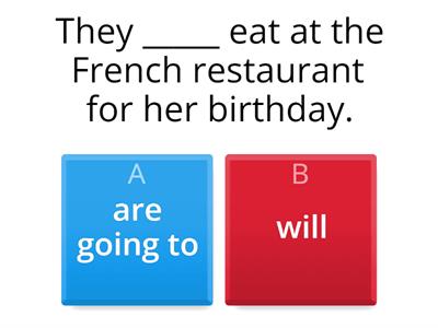 Will / Going to / Present continuous