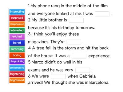 -ed and -ing adjectives (emotions) = drag and drop