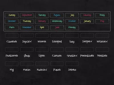 Days of the week & Months - match up