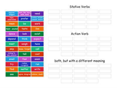 Stative & action verbs group sort