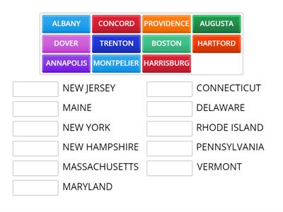 NORTHEAST STATES AND CAPITALS