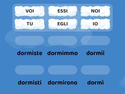 CONIUGHIAMO il PASSATO REMOTO del verbo DORMIRE