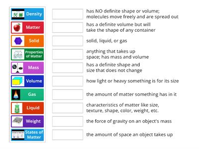 Properties of Matter Vocabulary