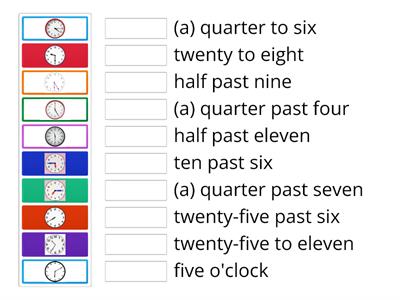 Telling the Time ( quarter past /half past / quarter to)